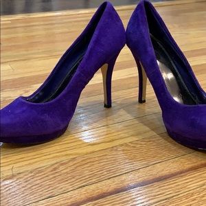 Purple suede heels